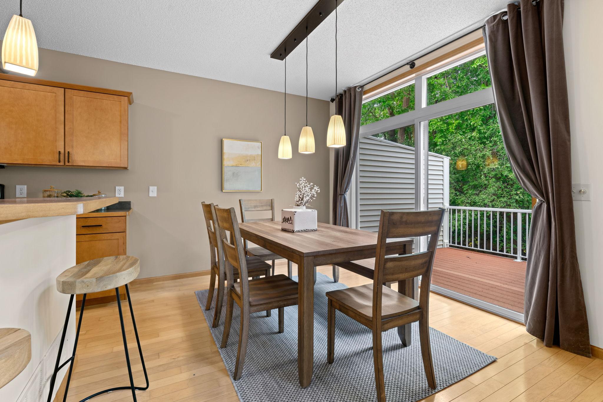 easy entertaining with kitchen, dining and deck all within close proximity of each other