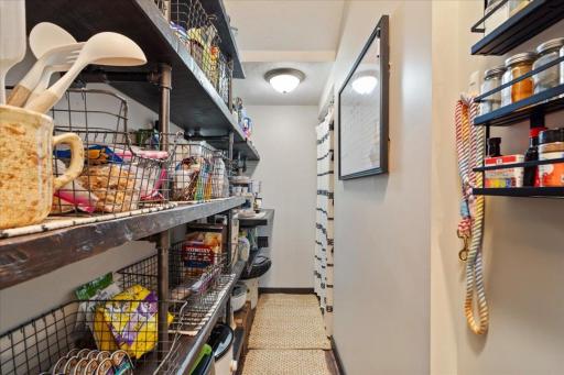 Huge Walk In Pantry - Built In Shelving and Coffee Bar