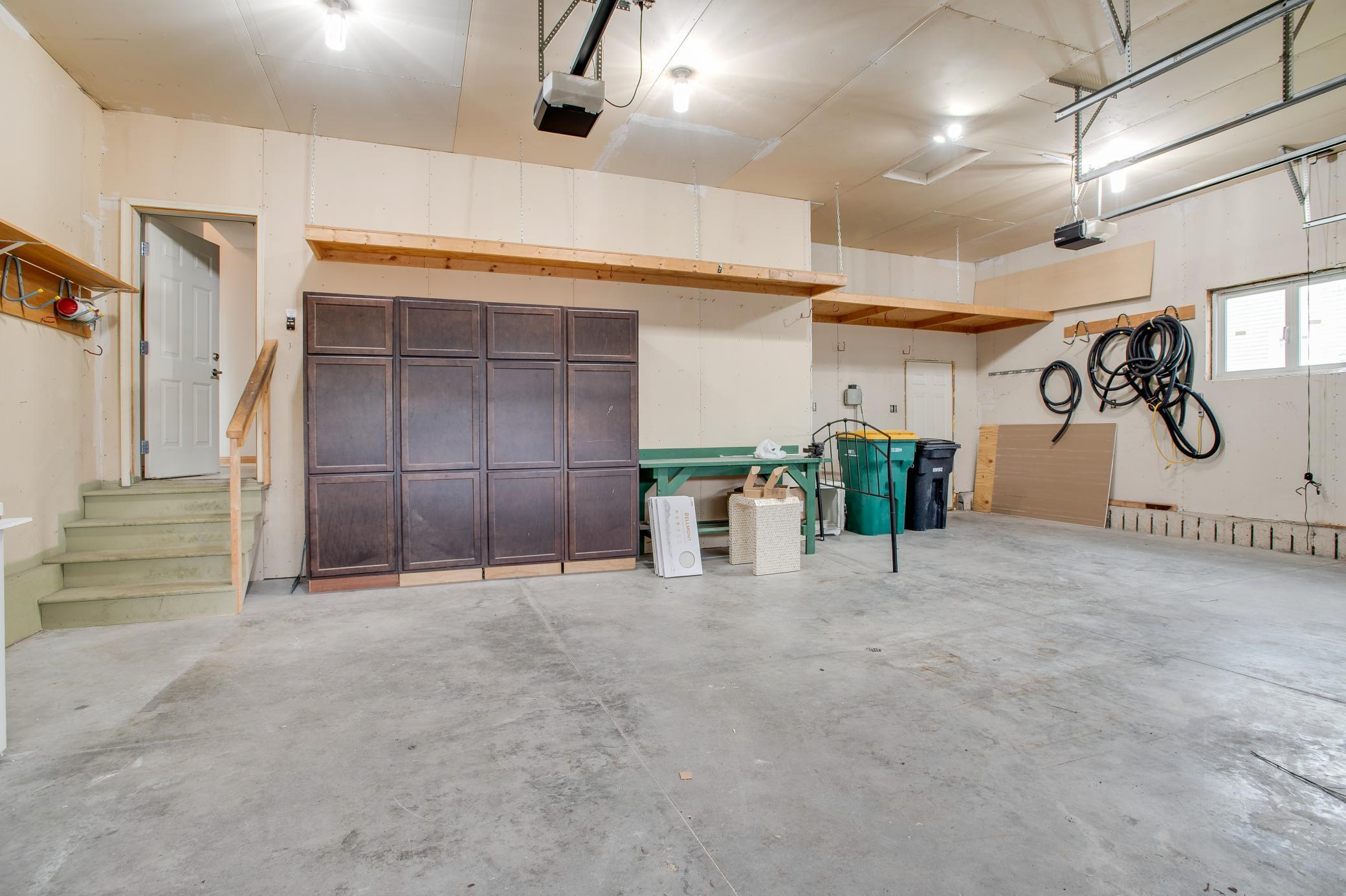 Oversized 3 stall finished garage