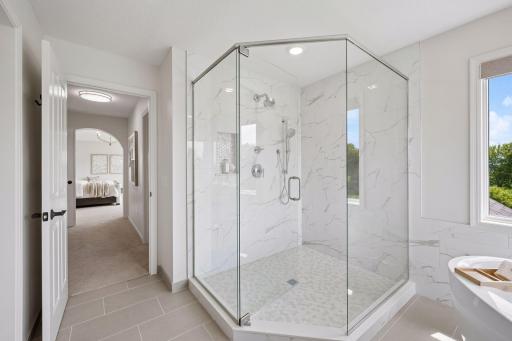 Beautifully tiled walk in shower