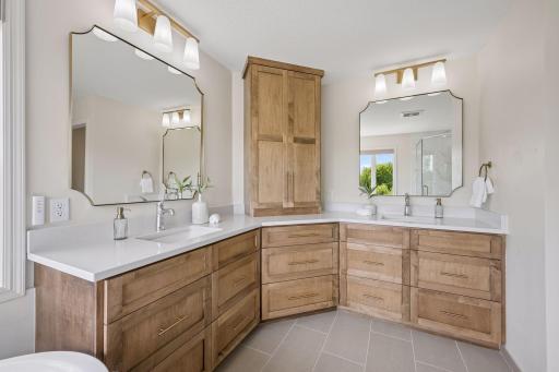 Custom stained wood cabinetry