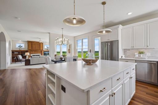 Large center island that has been freshly enameled with new quartz countertops