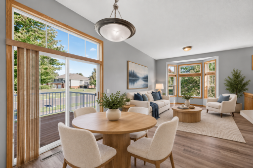 Virtually stage informal dining and living room.