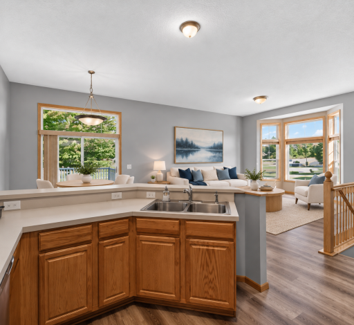 View of main level from the kitchen...so much natural lighting.