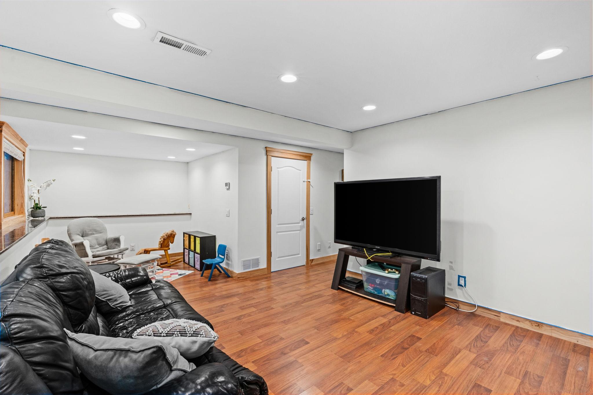 Additional view of lower level family room.