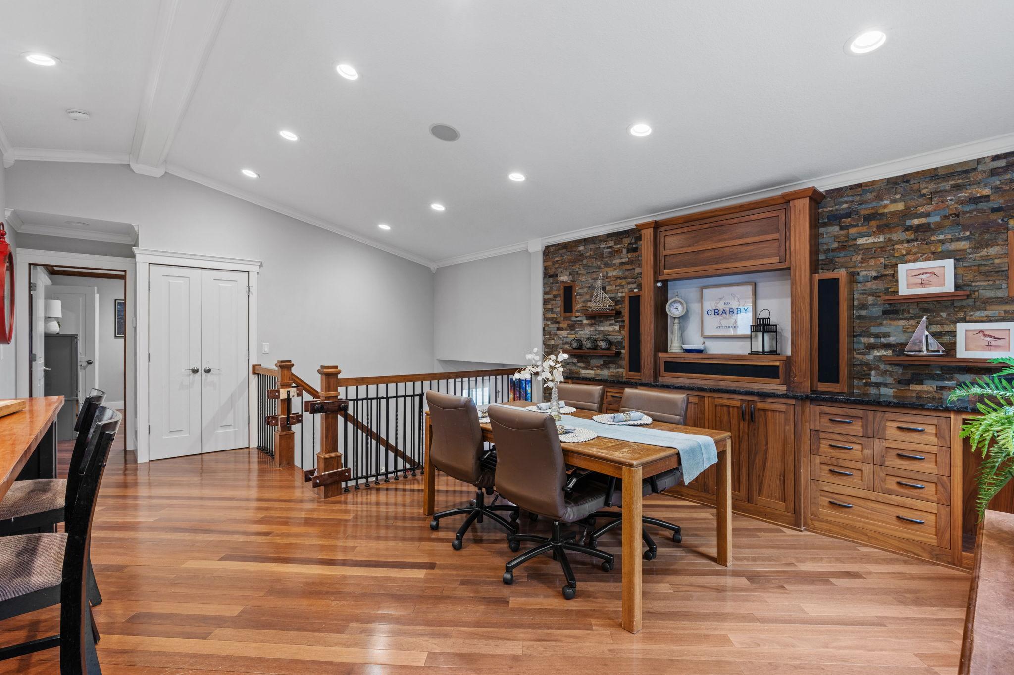 View of the dining area. Built-in's for additional storage.