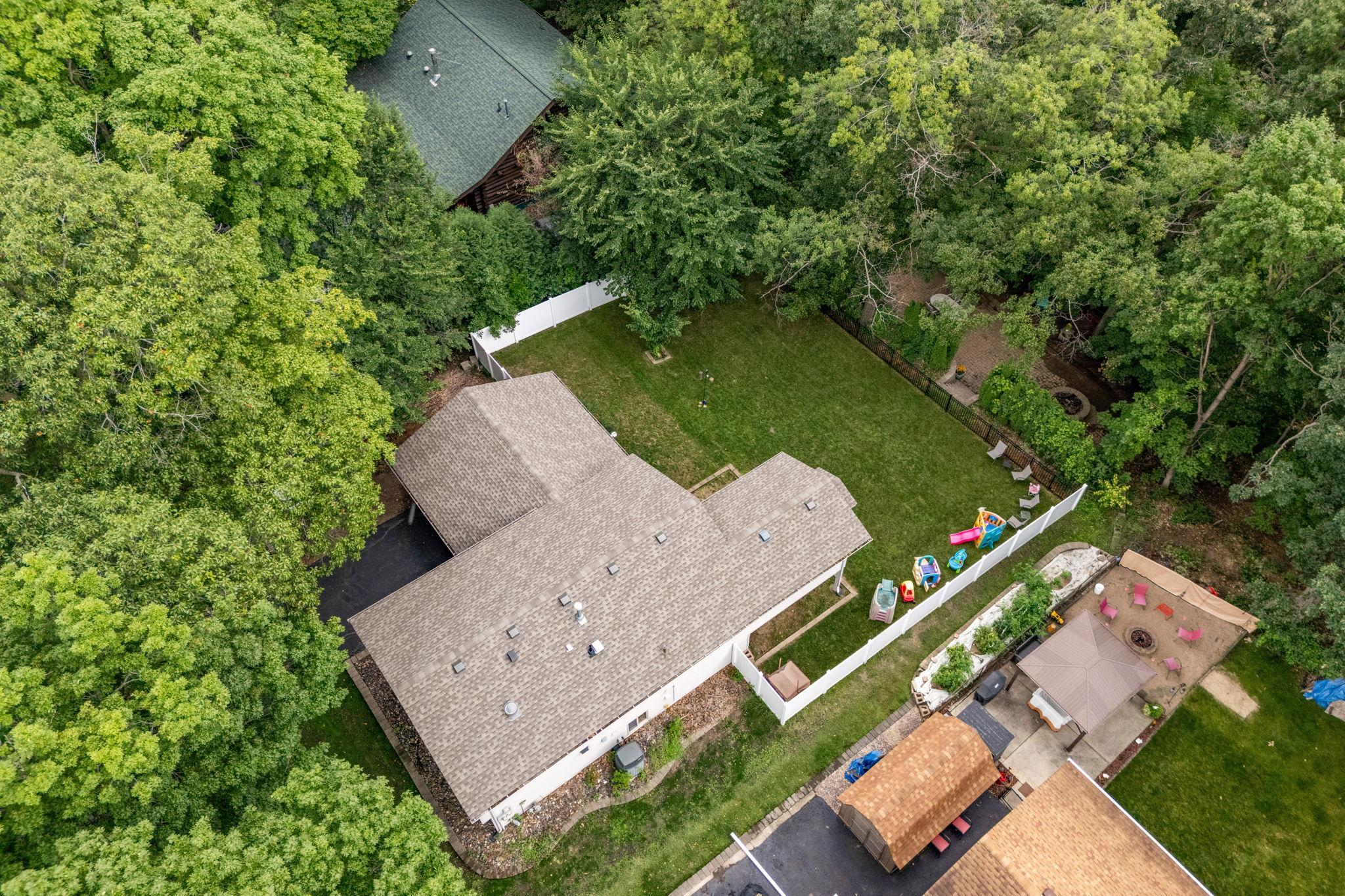 Aerial view of the home