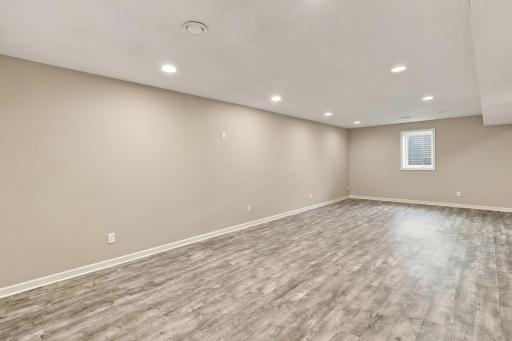 Fully finished family room perfect for entertaining or hanging out