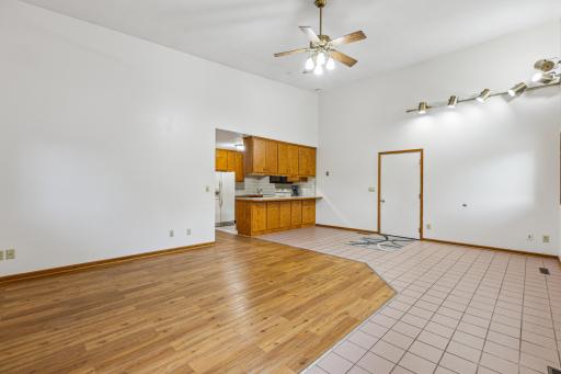 Another view of the living room and dining area