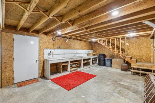 Workbench and stairs to loft.