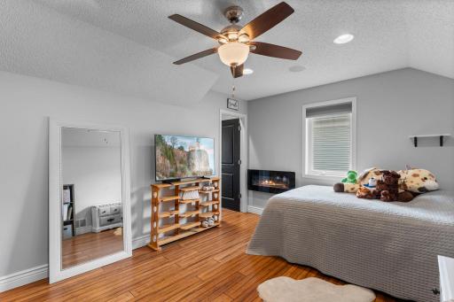 It also includes an electric fireplace and a large walk-in closet.