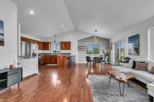 Upper level kitchen dining and living areas