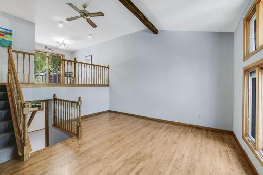 Living room with vaulted ceilings