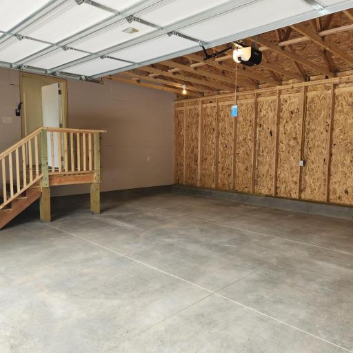 Inside Garage 28X24 with 8 foot Raised Steel Panel Door
