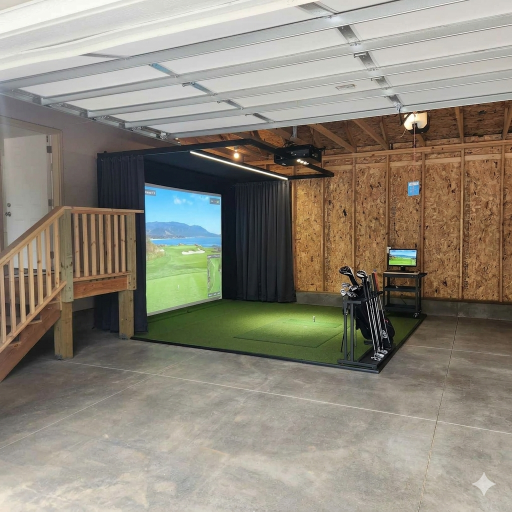 Room for Golf Simulator in Oversized 28X24 Garage-Virtual Staged