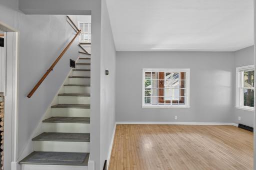Heading upstairs, the second floor has a large bathroom and two bedrooms.
