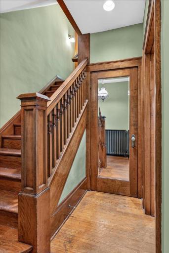 Lets head up stairs. Large closet here for convenience.