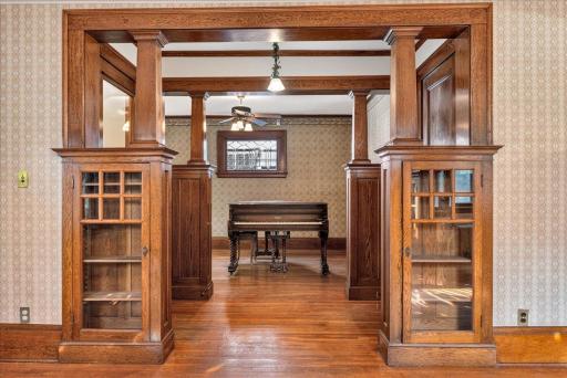 A view of the entry hall. Parlor to left, living room to right as you enter.