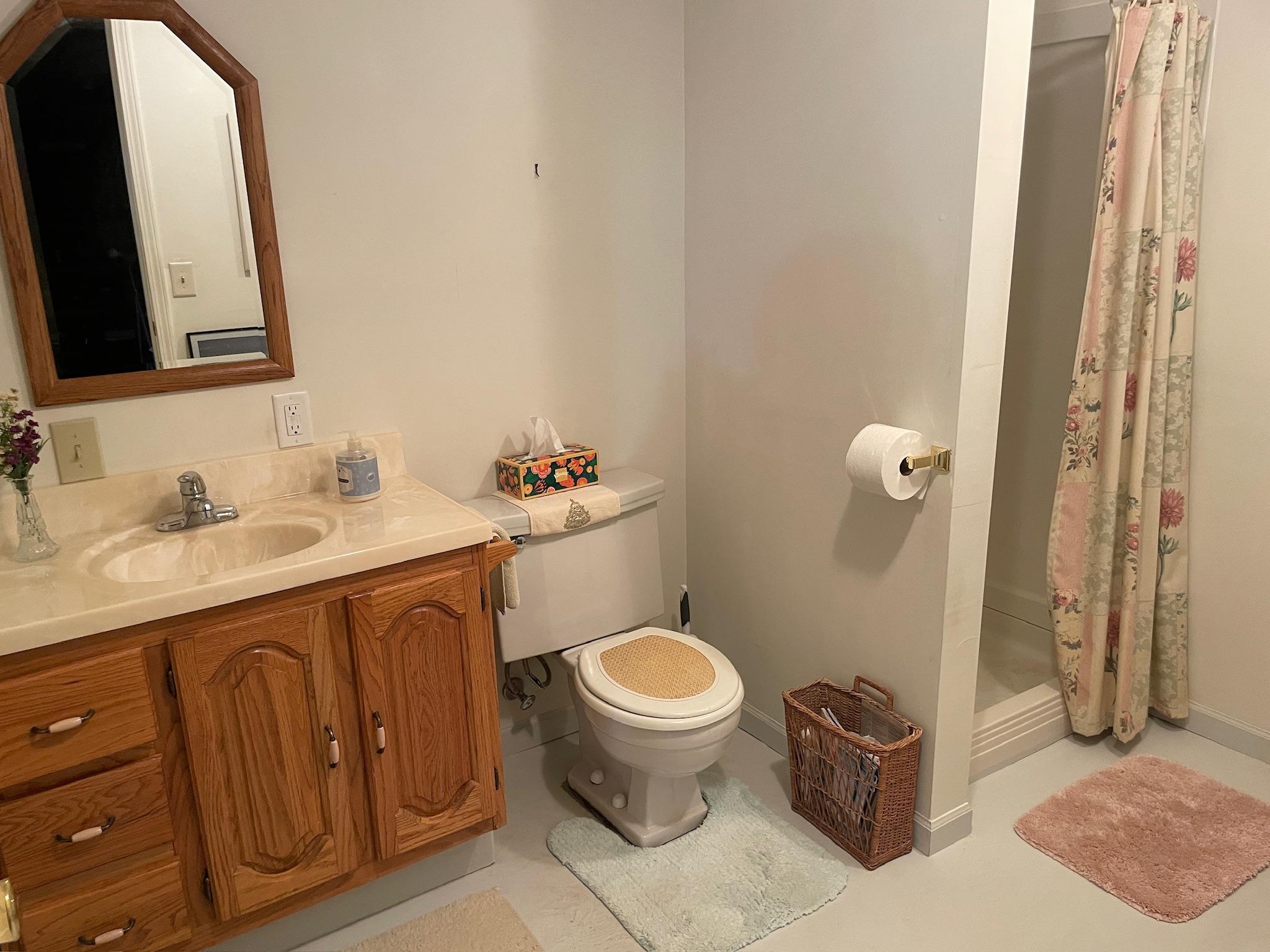 Downstairs 3/4 bath.