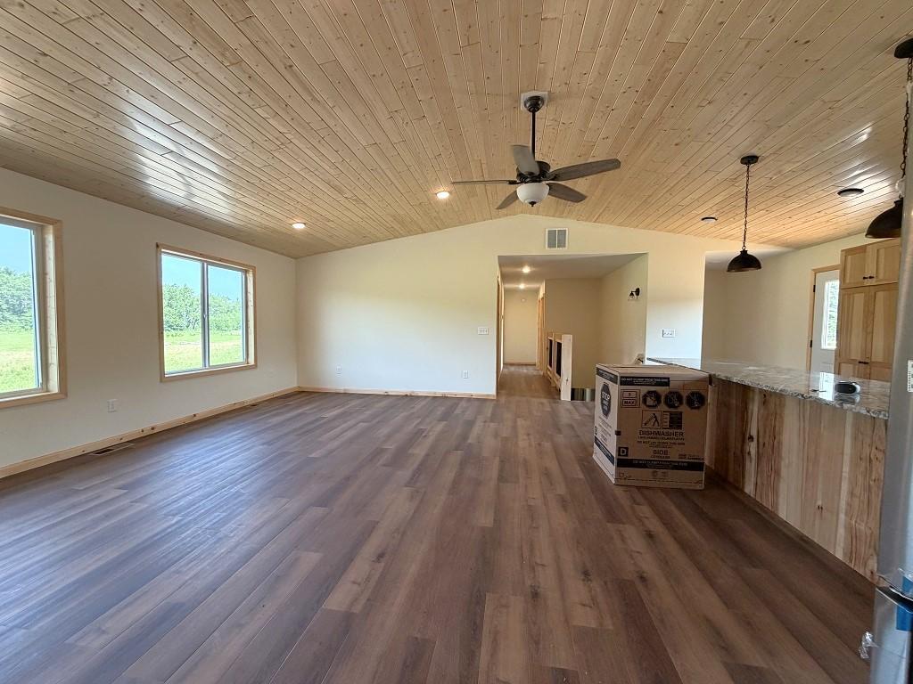 Open design living, dining and kitchen.
