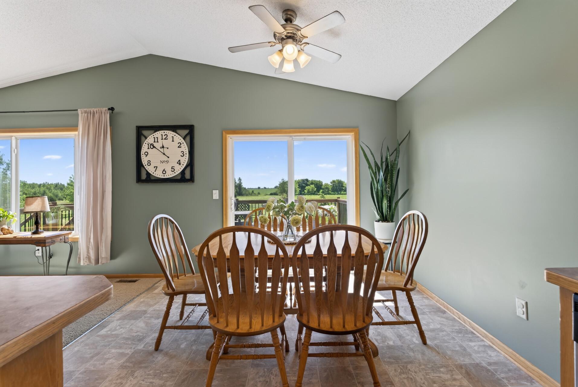 dining with access to deck