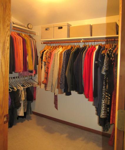 Partial view of the primary bedroom's walk-in closet.