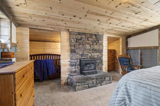 Stone Fireplace in the Main Floor bedroom
