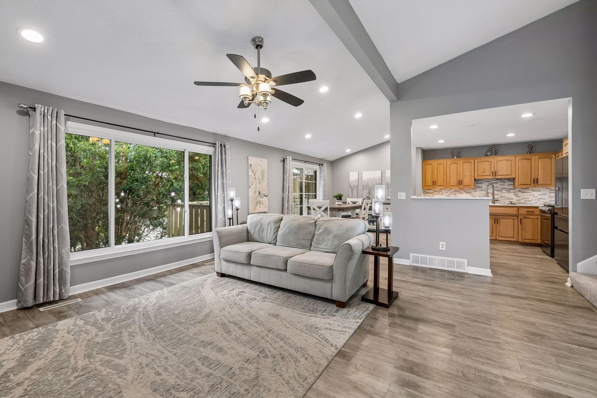 Open Floorplan with Beautiful Laminate flooring continuous throughout