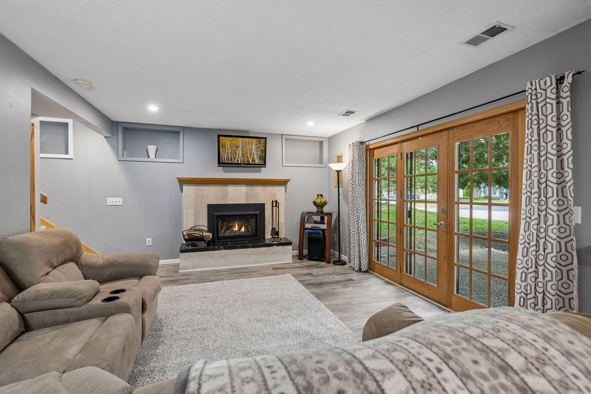 Family Room with Walkout Patio Doors