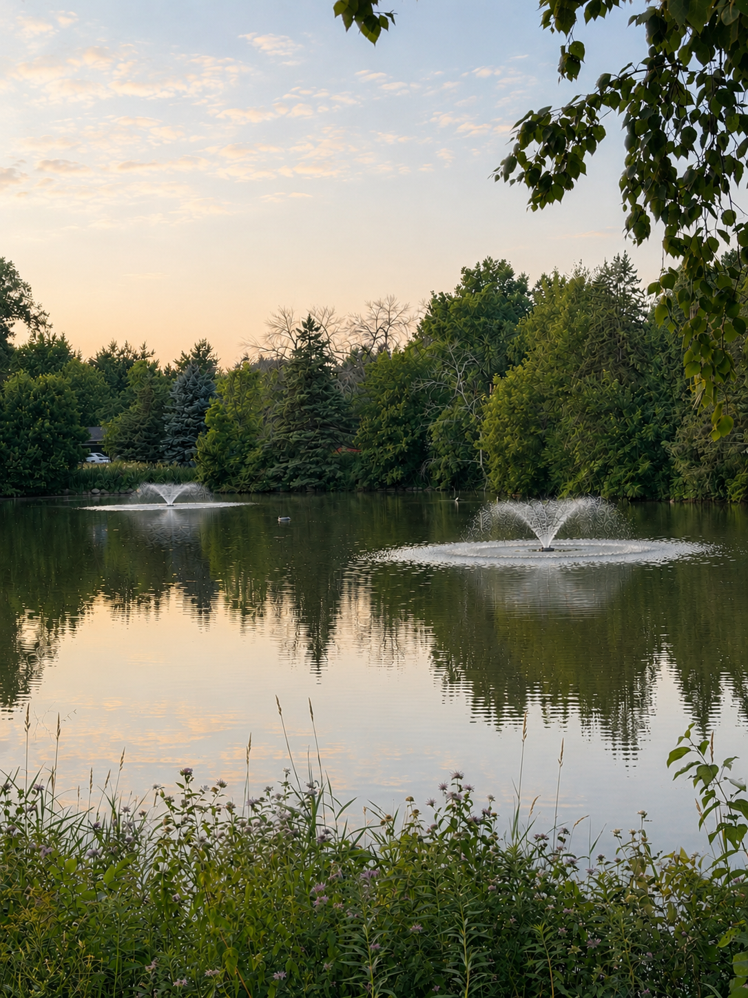 Pond at Hyland Courts (AI enhanced)