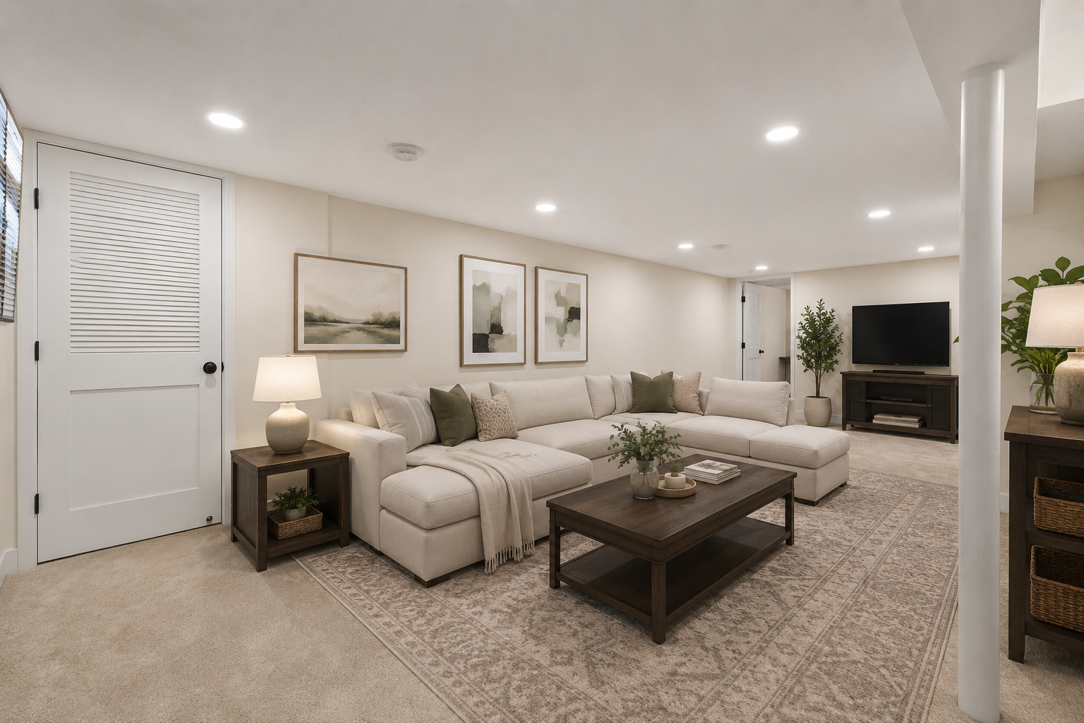 Newly finished lower level - virtually staged