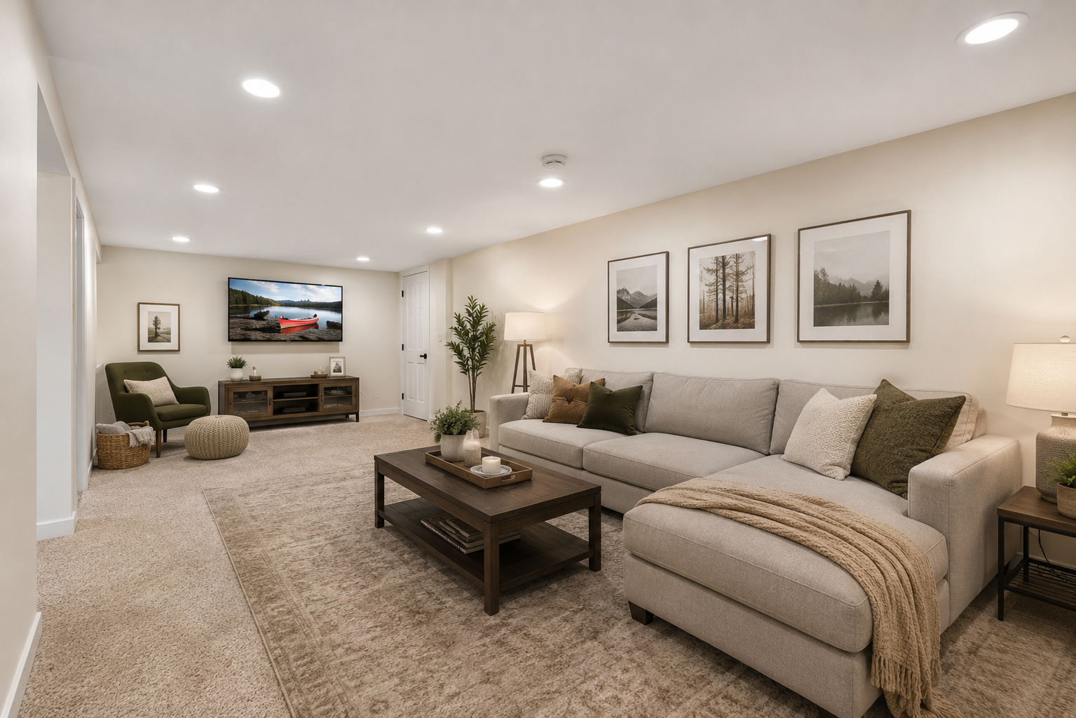 Newly finished basement - virtually staged