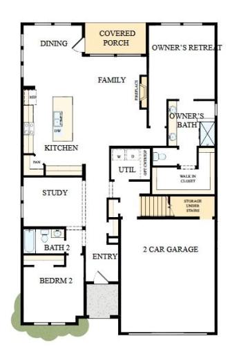 Photo rendering of the thoughtfully designed main level featuring an open living area.