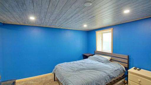 Third bedroom on lower level with new egress window, new carpet and new ceiling all added in 2026.