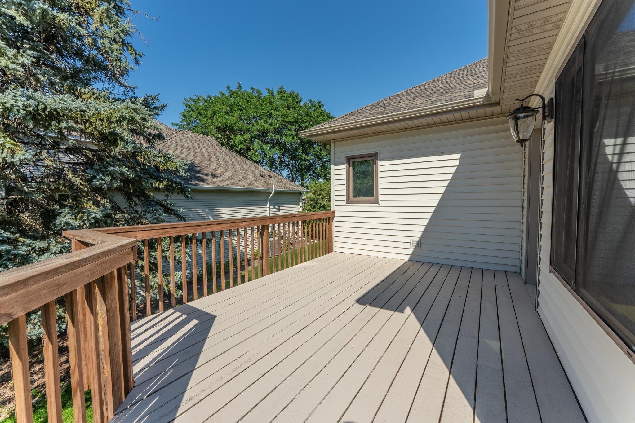 The deck has plenty of room for an outdoor dining table, grill and sitting area.