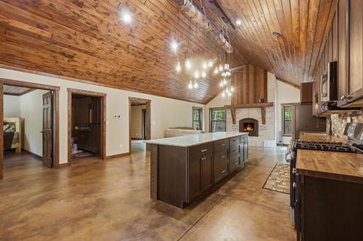 Spacious open floor plan from the entrance and kitchen to the to the living room.
