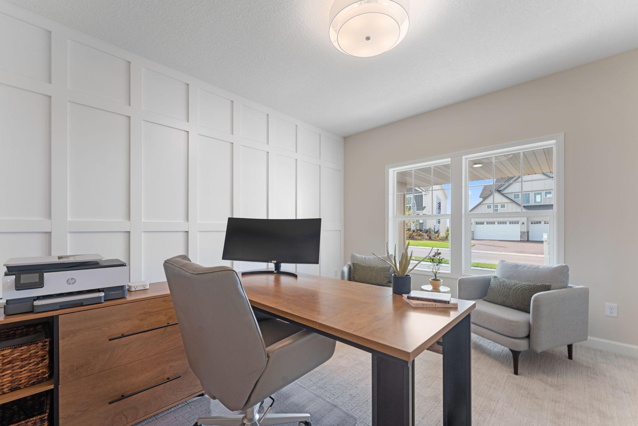 Feature Wall In Office Amplifies The Luxury Feel
