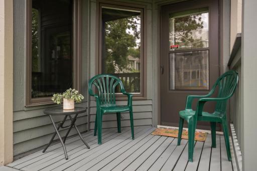 The deck off the main floor has perfect access to the walking path within the community