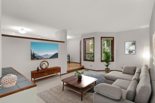 Virtually staged living room for furniture placement ideas
