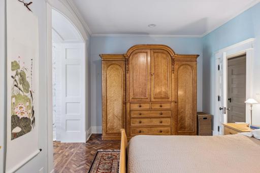 This stunning armoir was just reworked to maximize storage and ease use stays with condo sale, three closets in hallway outside of primary