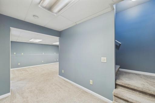 Basement landing and entry to family room