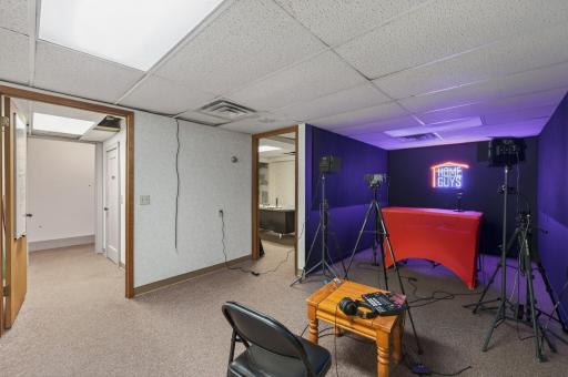 Set up as a podcast studio Lower Level