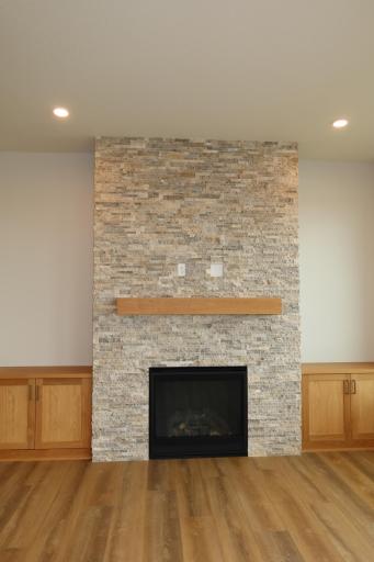 Great Room Gas Fireplace with Built in Cabinets
