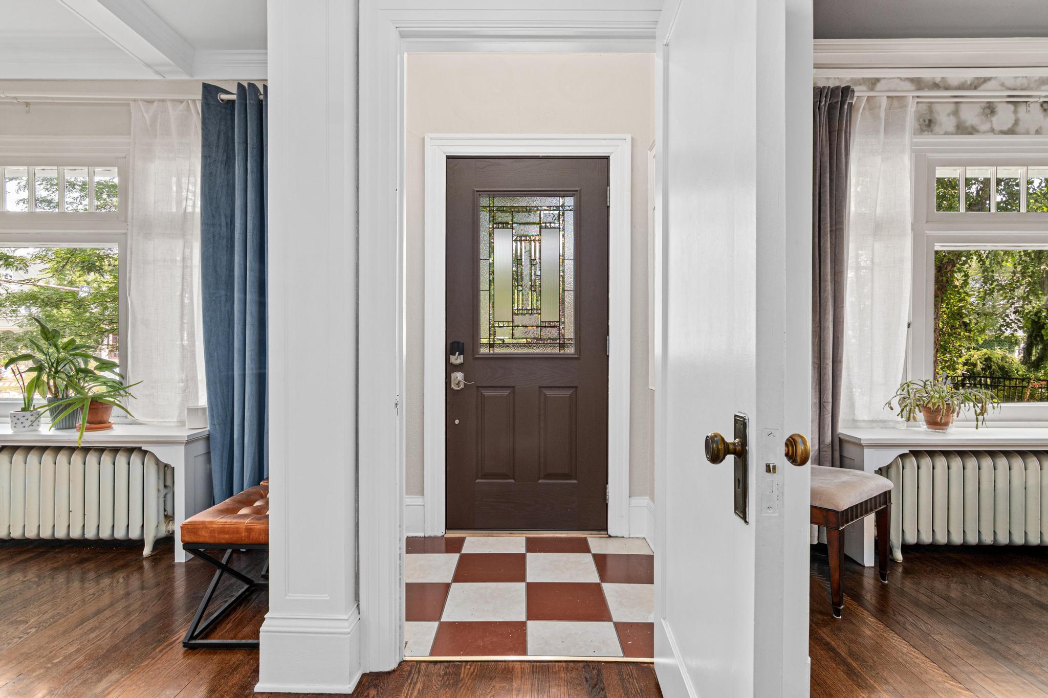 Front door and entry way