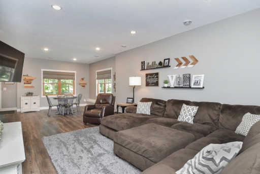 Lower level family room with LVP flooring