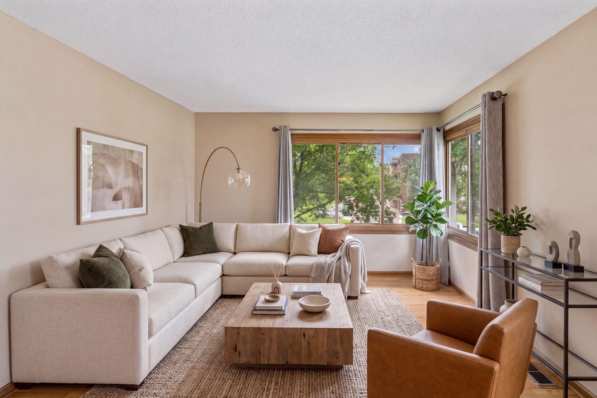 Spacious and bright Living Room overlooking Entry.