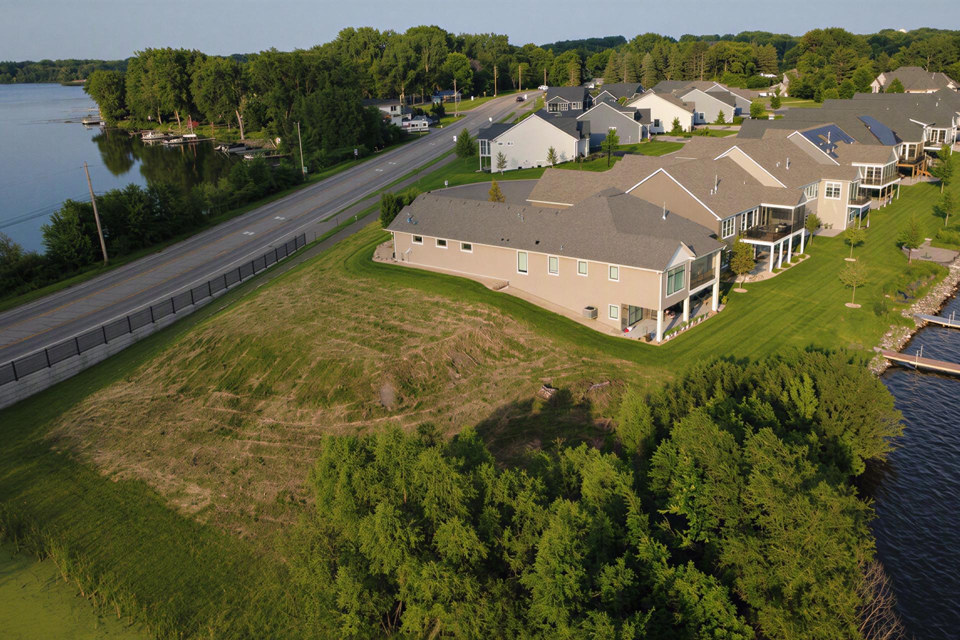 Overhead view of property, trees can be removed and can accommodate an in-ground pool.