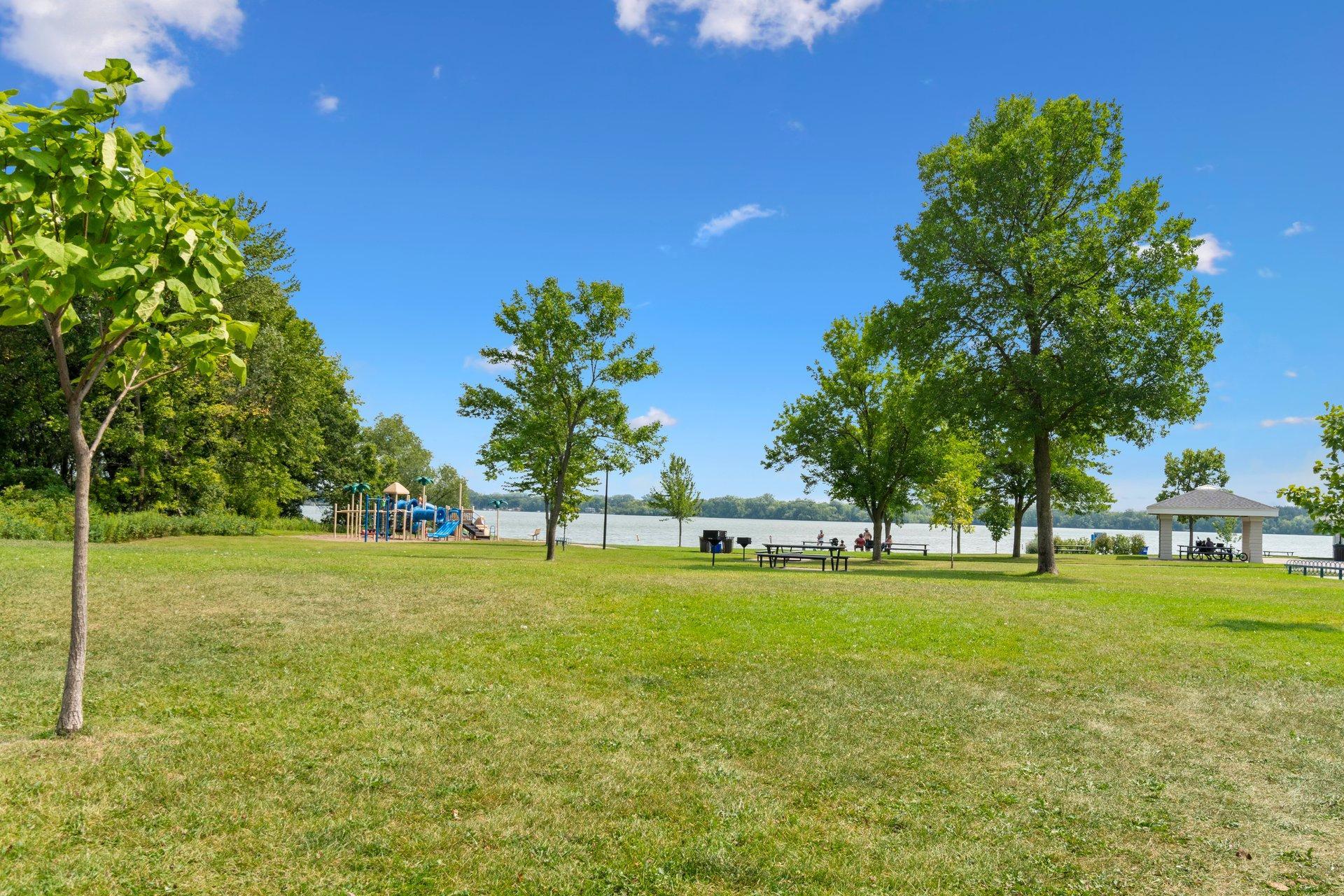 Centerville Beach and park, with playground, picnic areas, and lake access nearby.