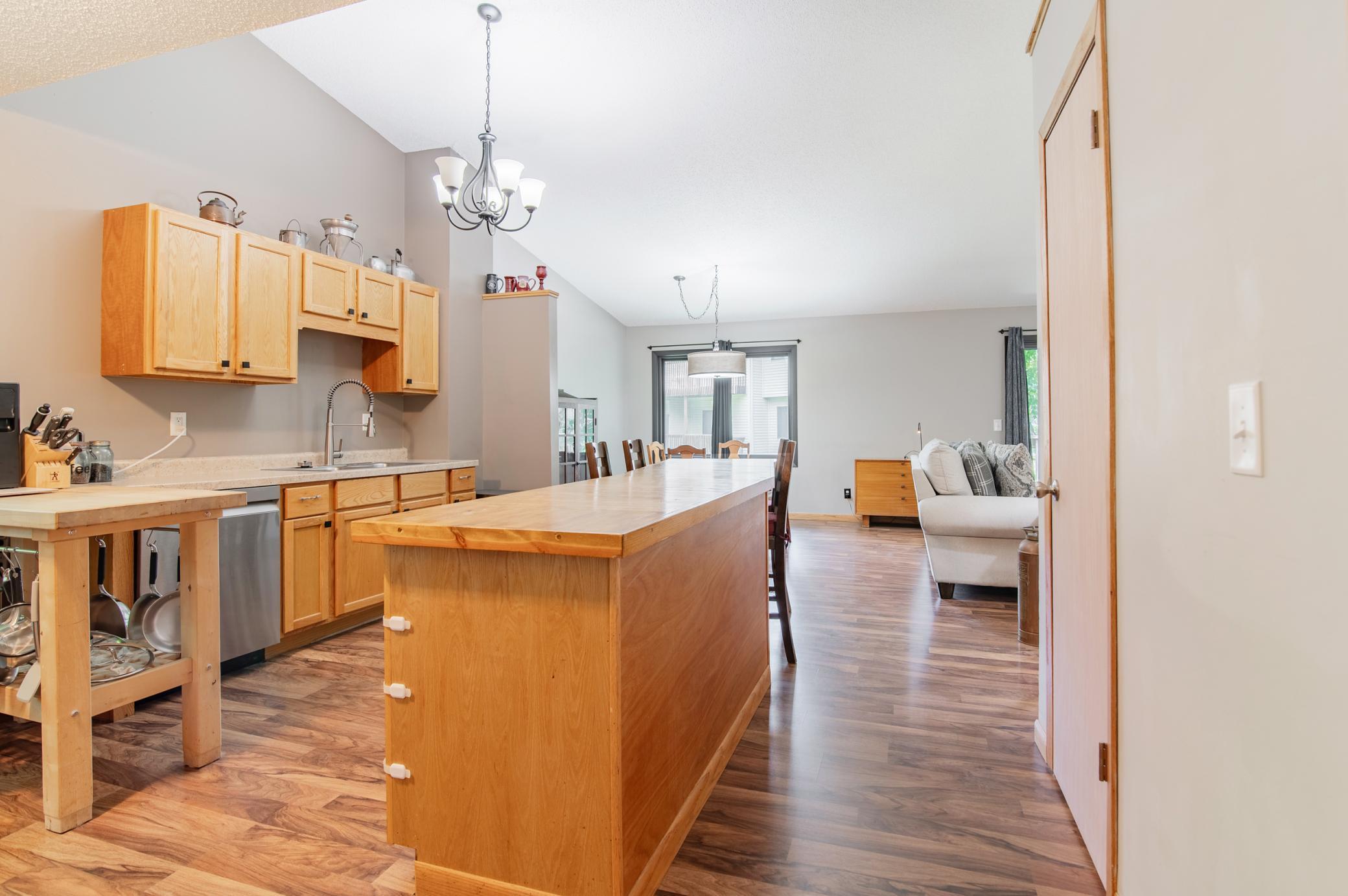 Storage abounds in this kitchen with plenty of cabinets all around.