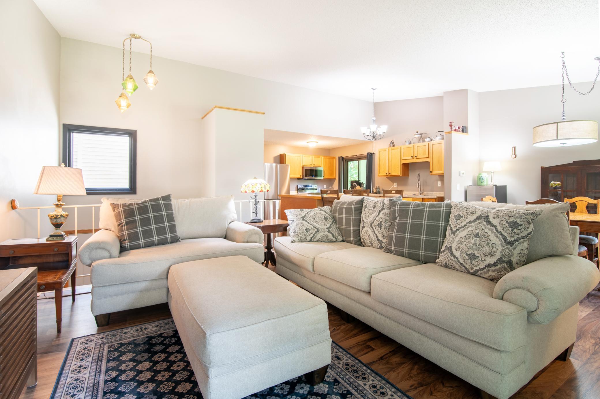 Vaulted ceilings and an open floor plan create a spacious and inviting main level that is great for spending time together or entertaining.
